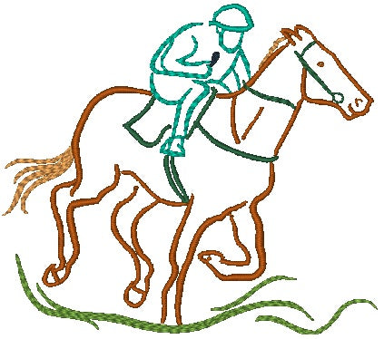 Outline Horse Races [4x4] 11498 Machine Embroidery Designs