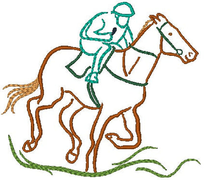 Outline Horse Races [4x4] 11498 Machine Embroidery Designs