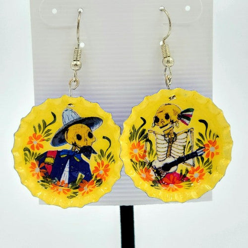 Painted Bottle Cap Earrings