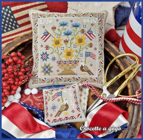 PATRIOTIC BASKET Cross Stitch Pattern by Crocette A Gogo
