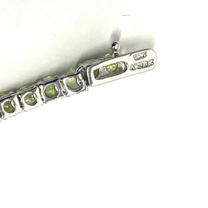 Pearl cut Peridot and Amethyst tennis necklace 925 Sterling Silver Necklace