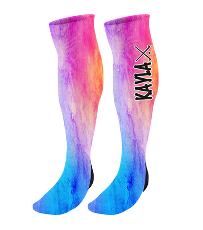 Personalized Field Hockey Knee High Socks - Watercolor Background