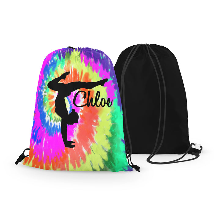 Personalized Gymnast Drawstring Bag, Custom Gymnast Beam Drawstring Backpack Bag