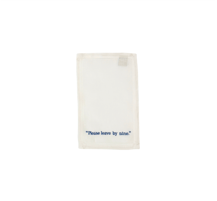 "Please leave by nine." Embroidered Cocktail Napkins, Set of 4