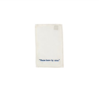 "Please leave by nine." Embroidered Cocktail Napkins, Set of 4