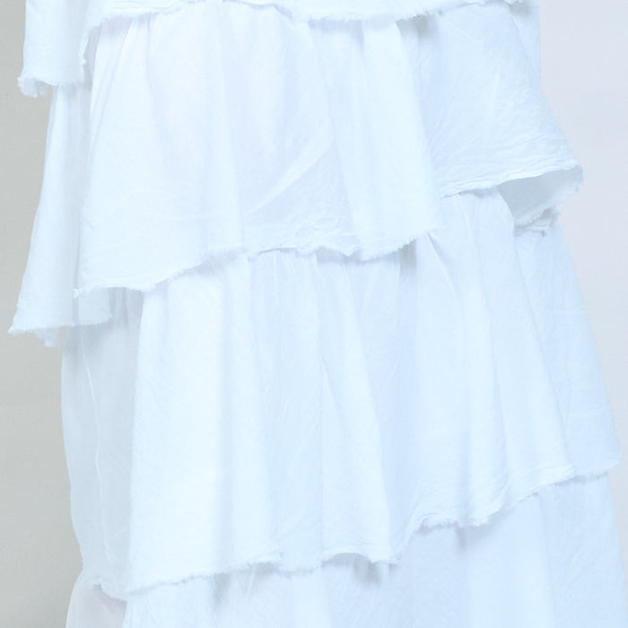 Pleated tiered flowy midi skirt wholesale
