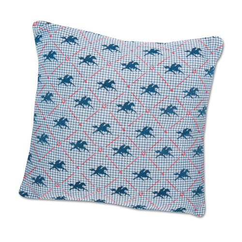 Racehorse Plaid Accent Pillow - Blue
