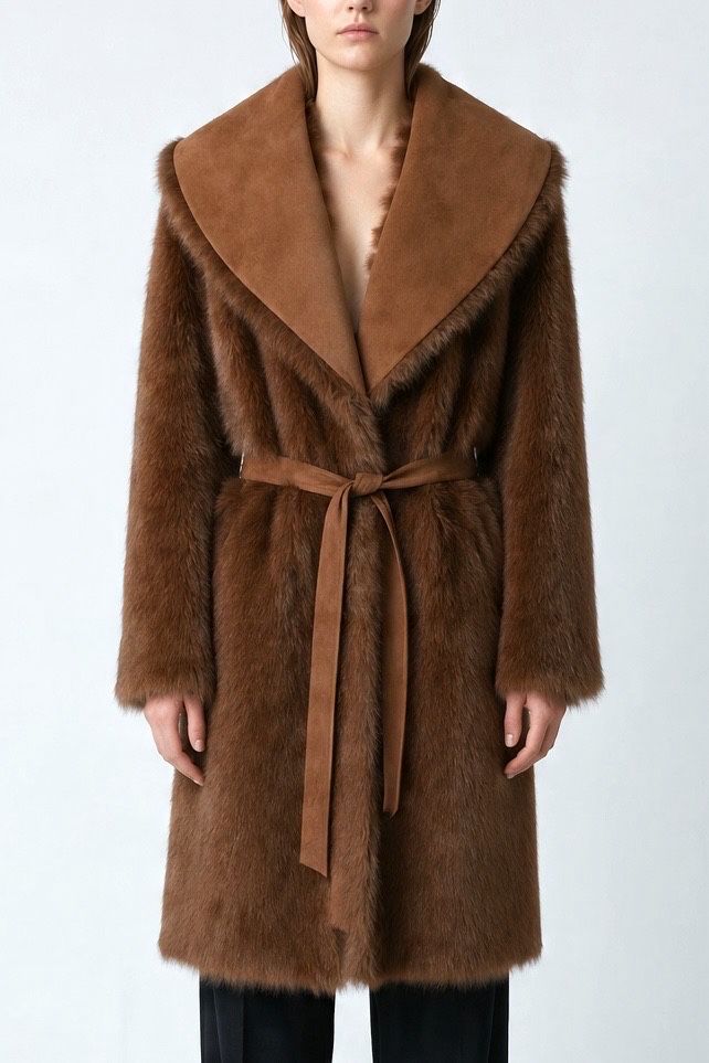 Reversible Belted Faux Fur Coat wholesale - image 1