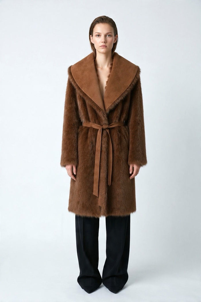 Reversible Belted Faux Fur Coat wholesale - image 2