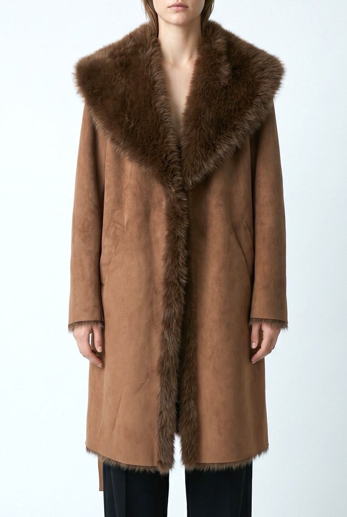 Reversible Belted Faux Fur Coat wholesale - image 3