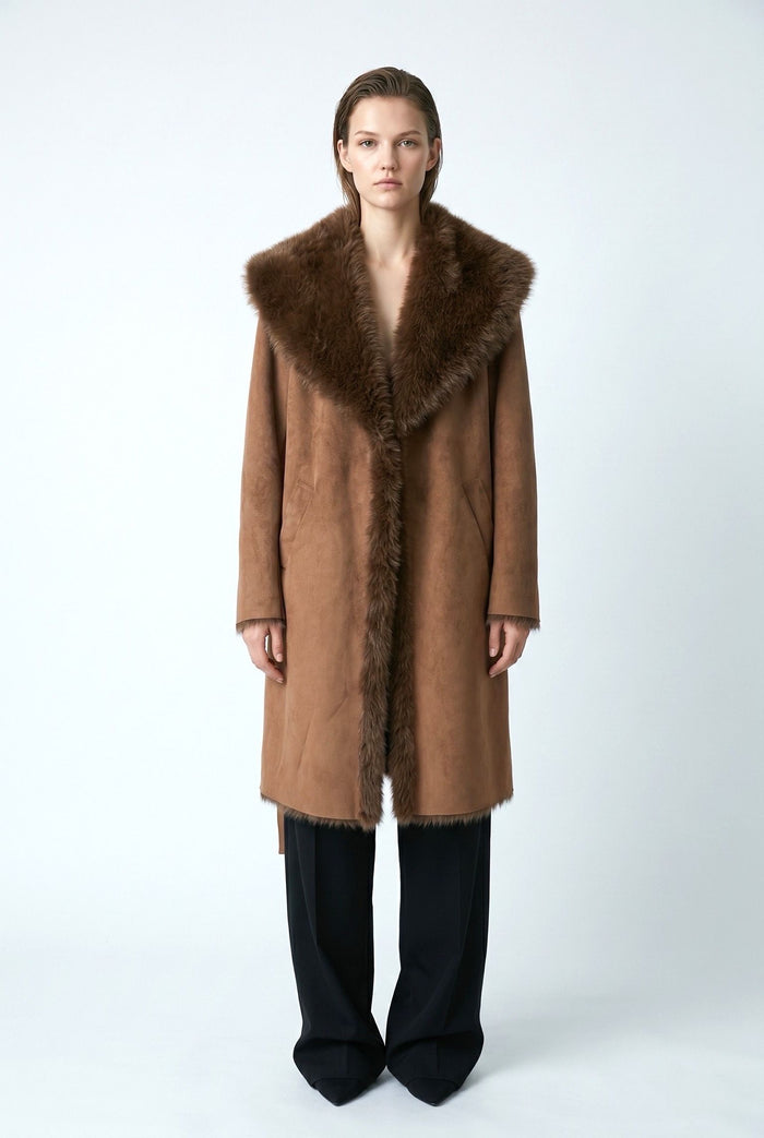 Reversible Belted Faux Fur Coat wholesale - image 4