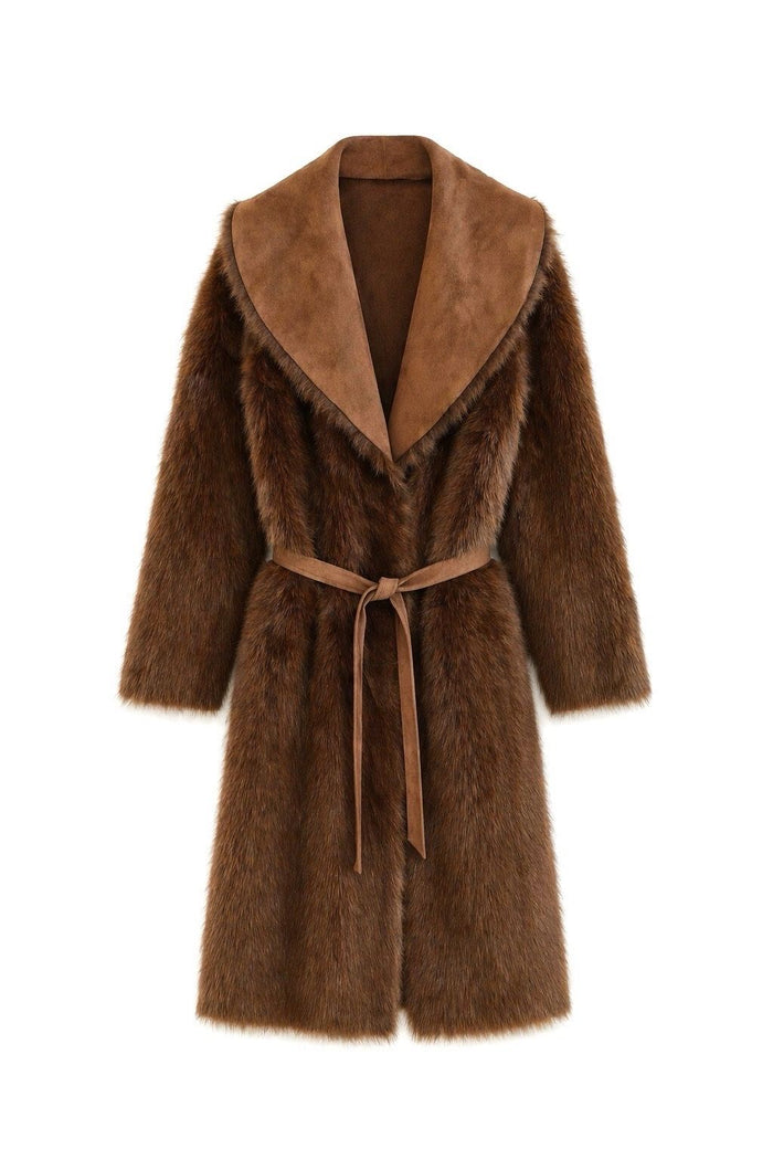 Reversible Belted Faux Fur Coat wholesale - image 6