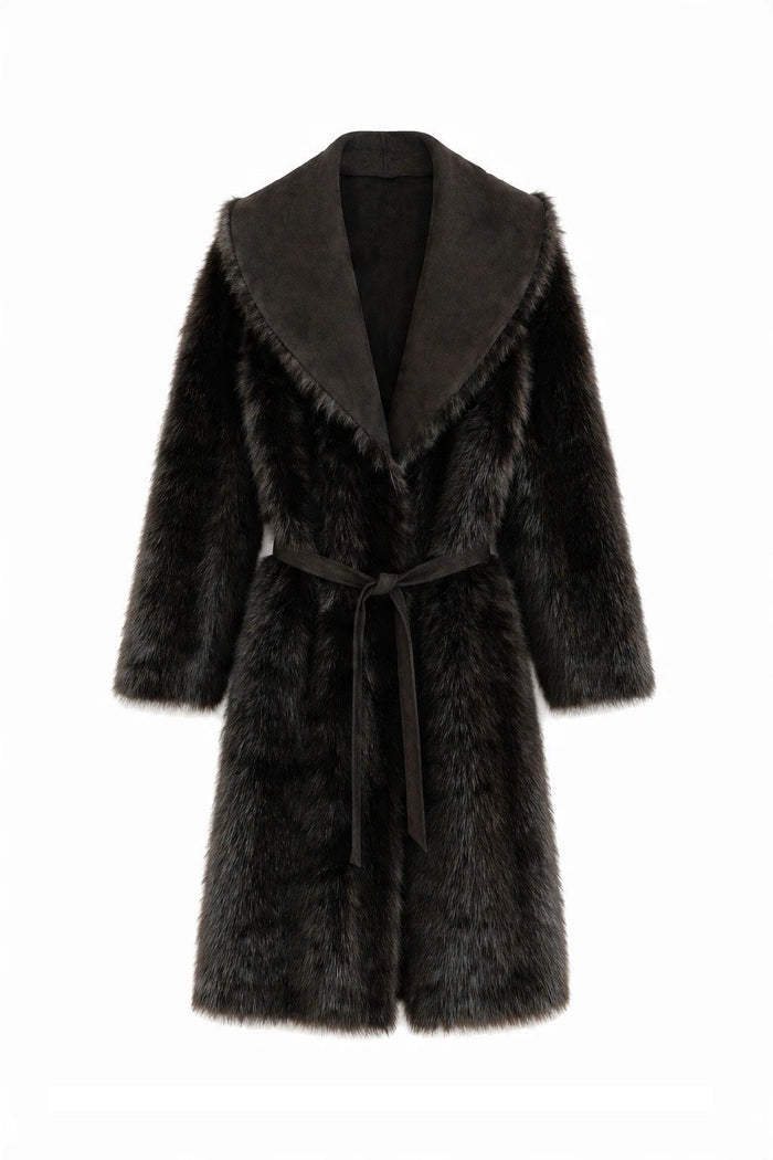 Reversible Belted Faux Fur Coat wholesale - image 8