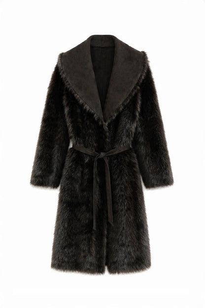 Reversible Belted Faux Fur Coat wholesale - image 8