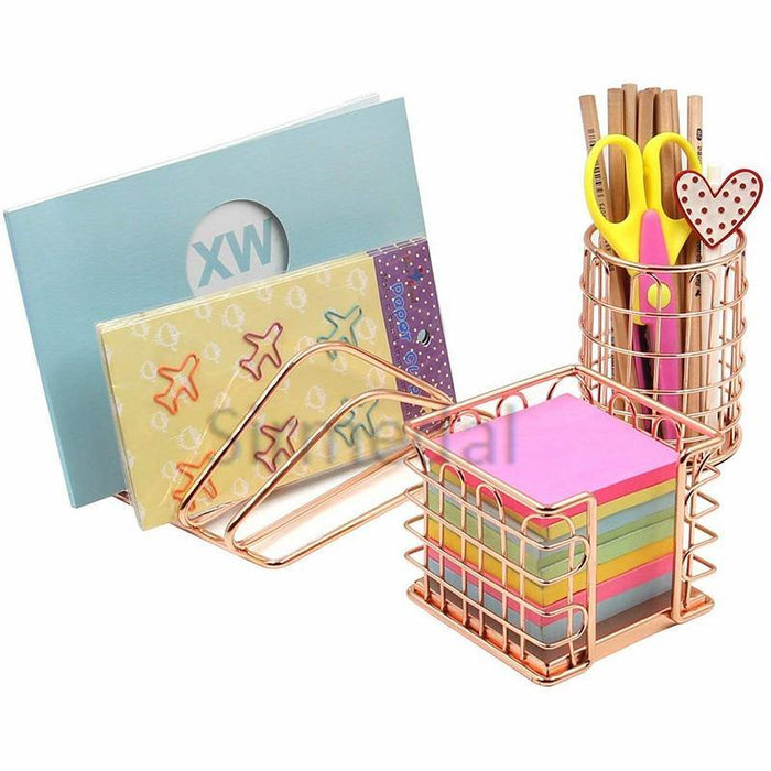 Rose Gold Office Supplies Accessories Desk Organizer - foxberryparkproducts