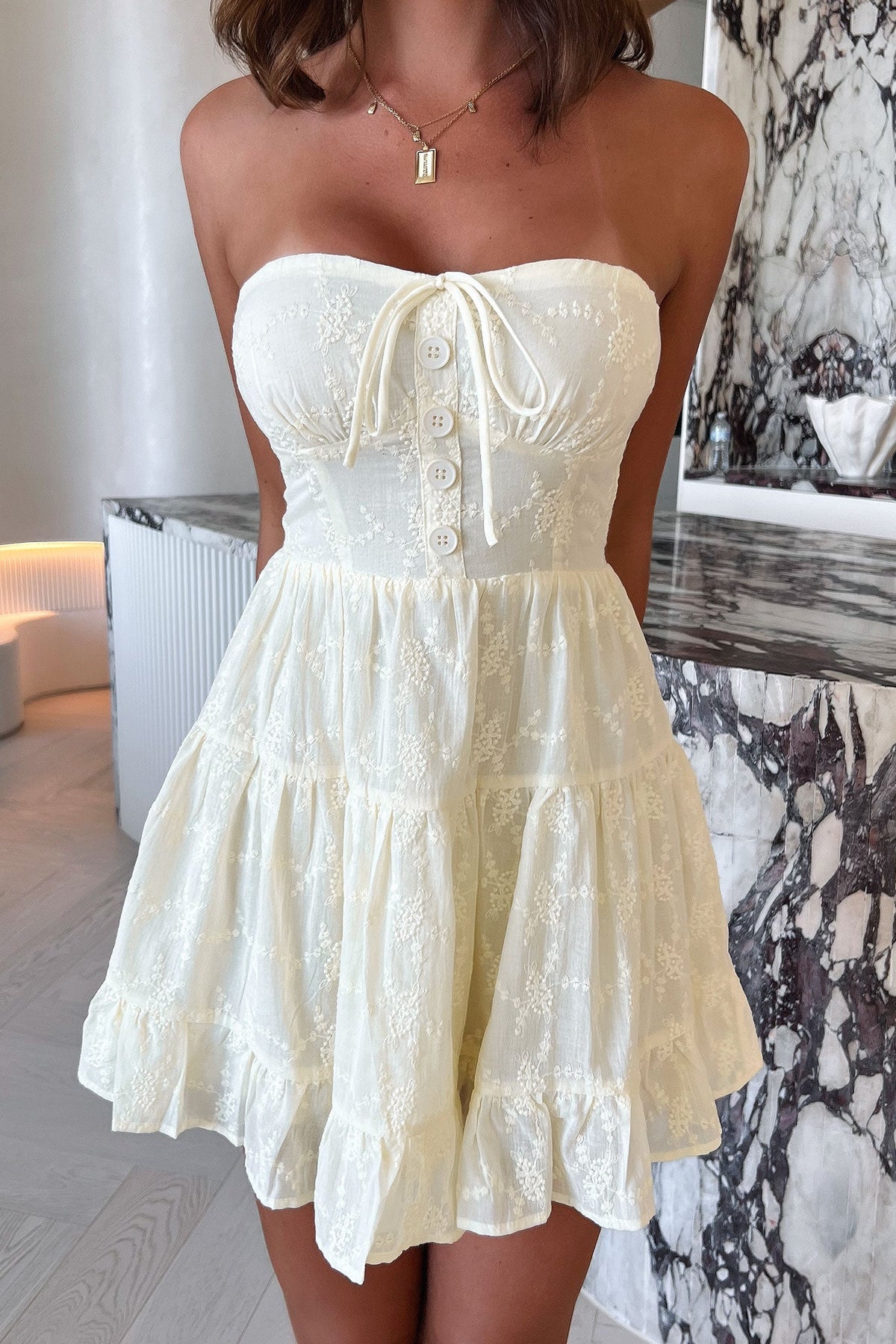 Ruby Strapless Mini Dress - Yellow