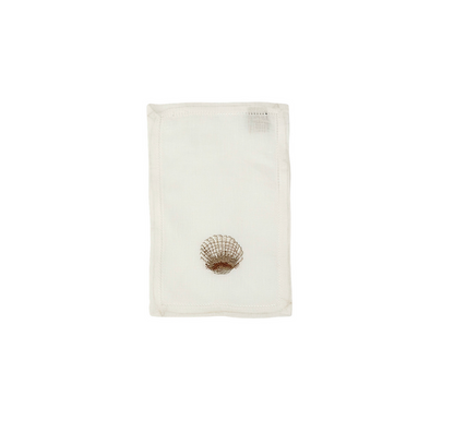 Scallop Shell Embroidered on Cocktail Napkin, Set of 4