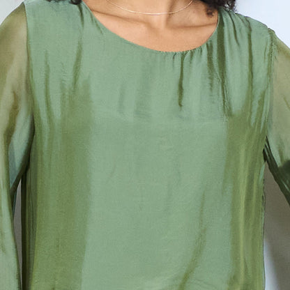 Sheer chiffon long sleeve tie hem blouse wholesale