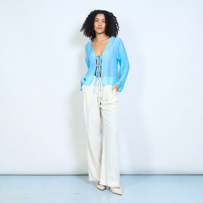 Sheer chiffon tie front lightweight cardigan wholesale