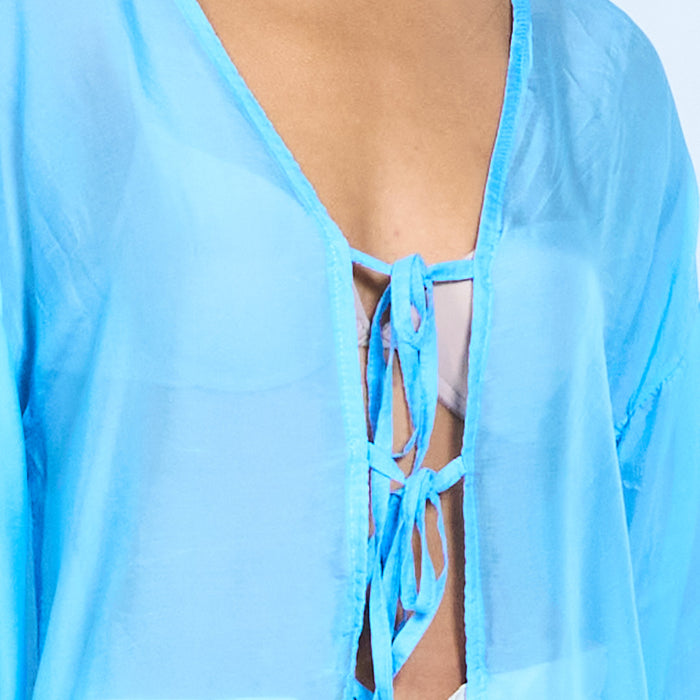 Sheer chiffon tie front lightweight cardigan wholesale