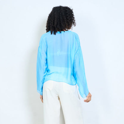Sheer chiffon tie front lightweight cardigan wholesale