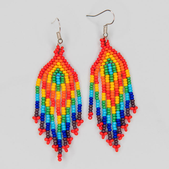 Small Rainbow Feather Earrings