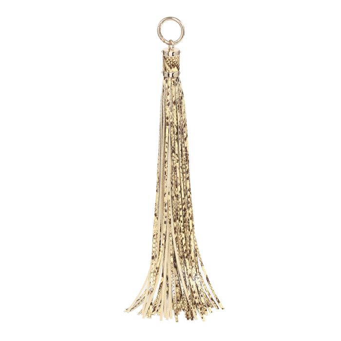 Snake print tassel fringe keychain ring bag accessory wholesale