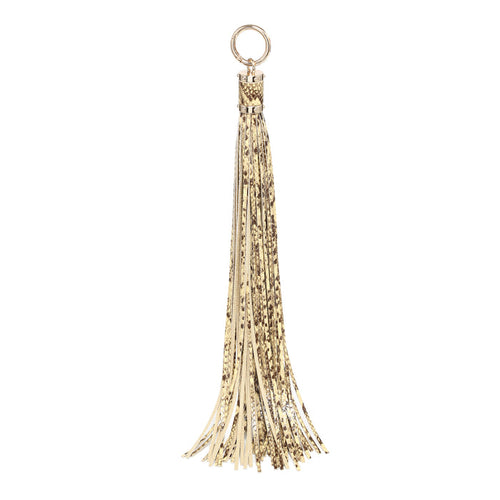 Snake print tassel fringe keychain ring bag accessory wholesale