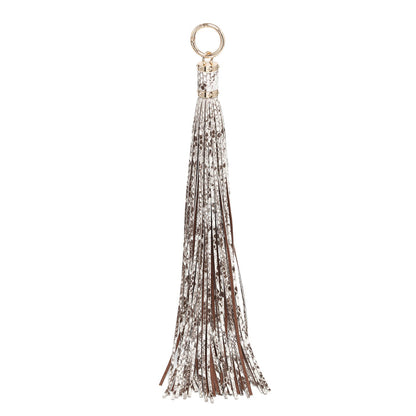 Snake print tassel fringe keychain ring bag accessory wholesale