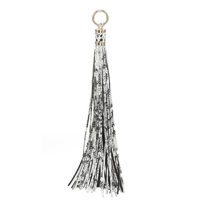 Snake print tassel fringe keychain ring bag accessory wholesale