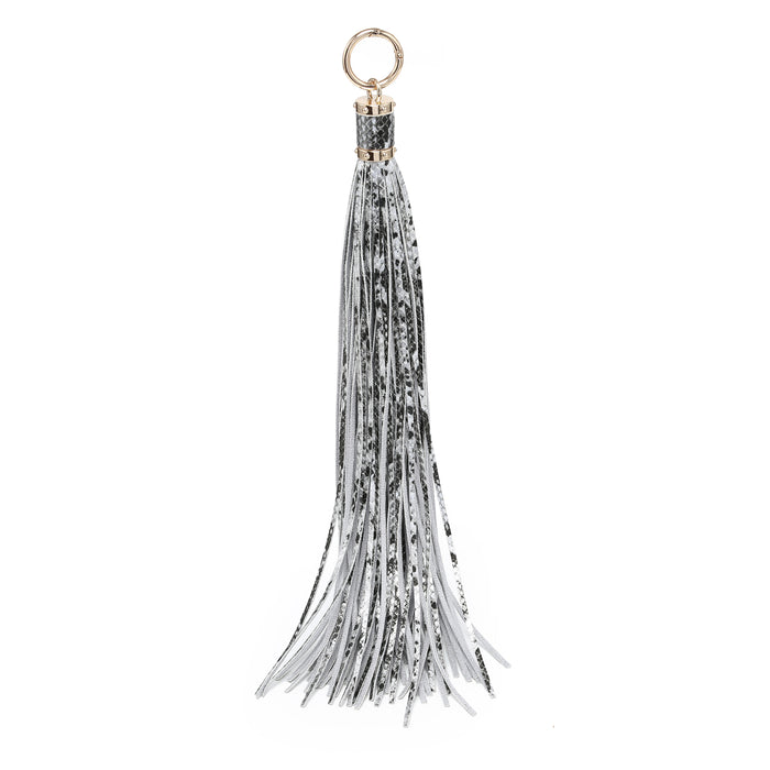 Snake print tassel fringe keychain ring bag accessory wholesale