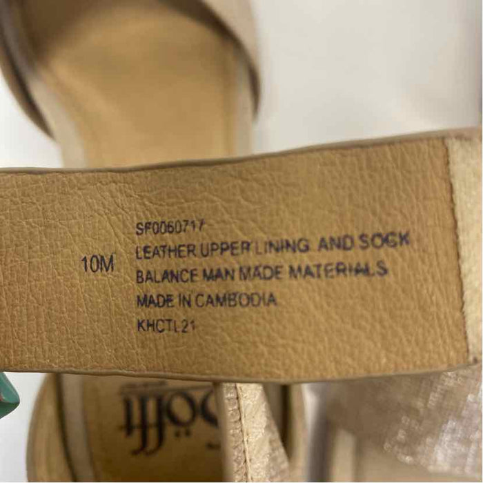 Sofft Size 10 Women's Gold Shimmer Wedge Sandals