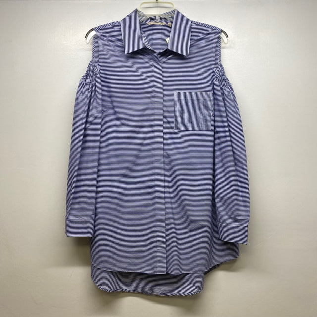 Soft Surroundings Size Xl Women's Blue-White Stripe Button Up Blouse