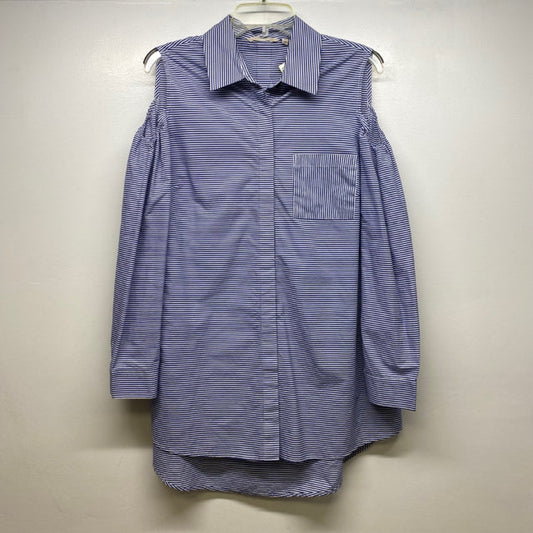 Soft Surroundings Size Xl Women's Blue-White Stripe Button Up Blouse