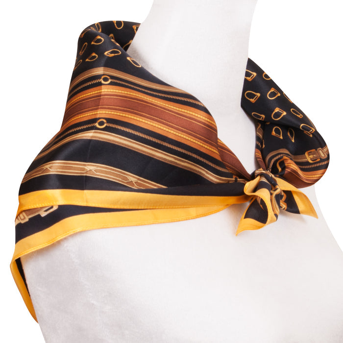 Stirrups & Straps Equestrian Silk Scarf - Black - 28"x28"