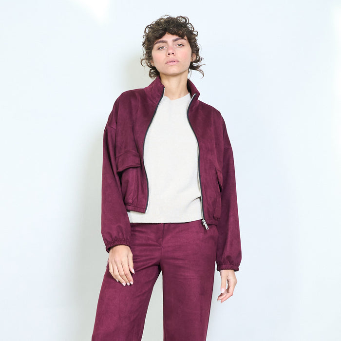 Suede touch zip pocket jacket wholesale