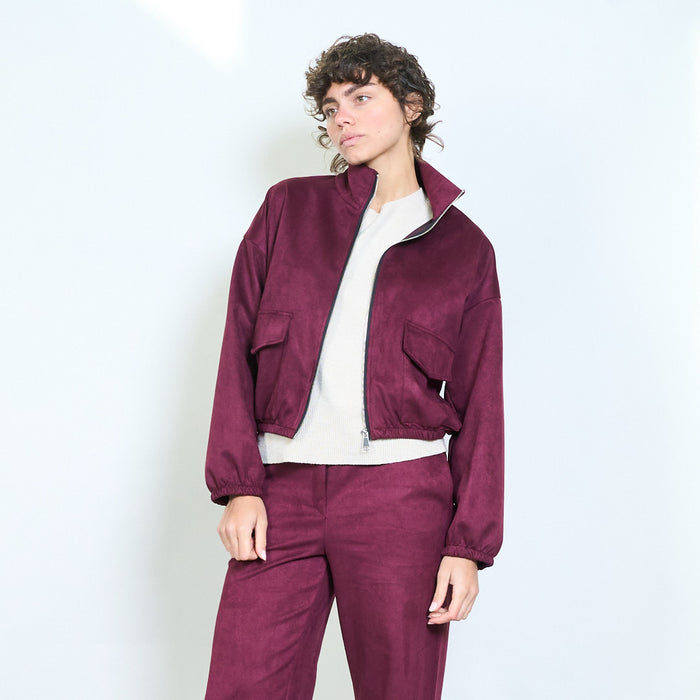 Suede touch zip pocket jacket wholesale