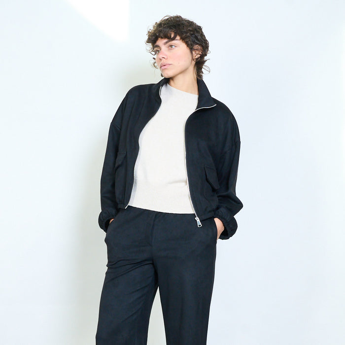 Suede touch zip pocket jacket wholesale