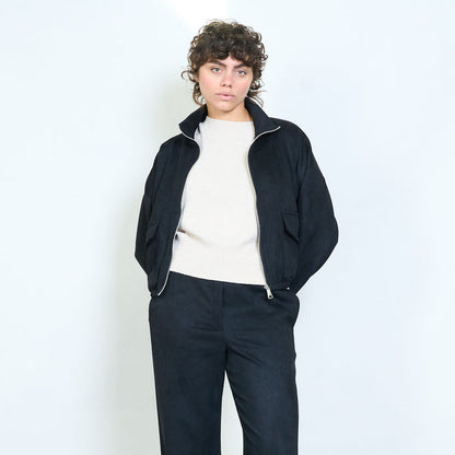 Suede touch zip pocket jacket wholesale
