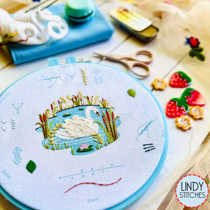 Swan-Embroidery Stitch Sampler Kit