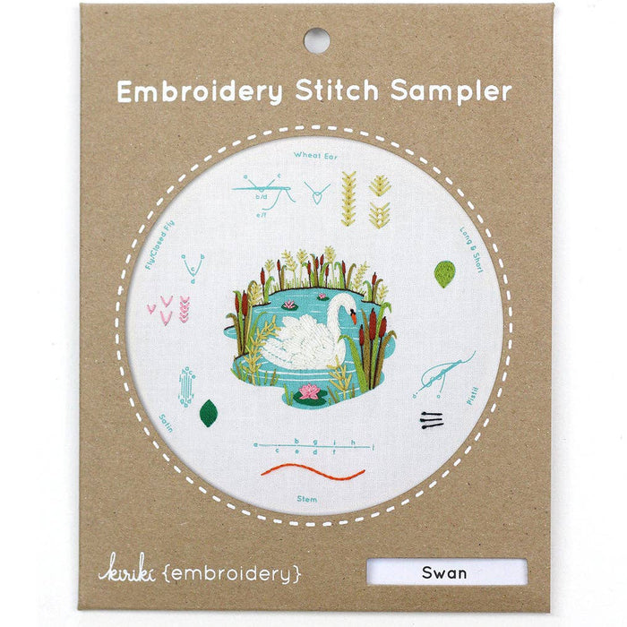 Swan-Embroidery Stitch Sampler Kit