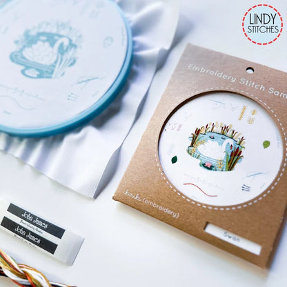 Swan-Embroidery Stitch Sampler Kit