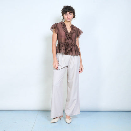 Tailored wide leg pleated trousers wholesale