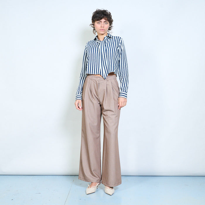 Tailored wide leg pleated trousers wholesale