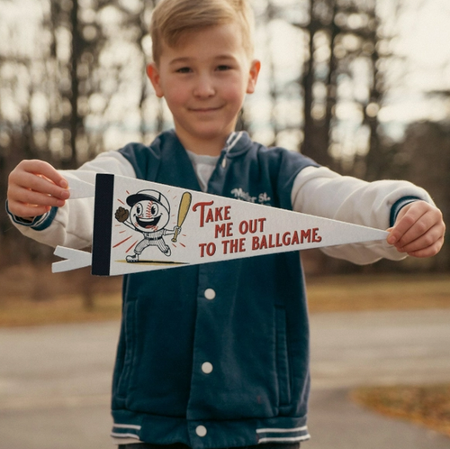Take Me Out To the Ballgame Pennant- White