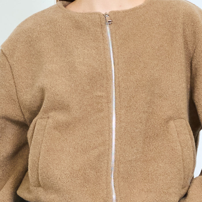 Textured zip-up bomber jacket wholesale