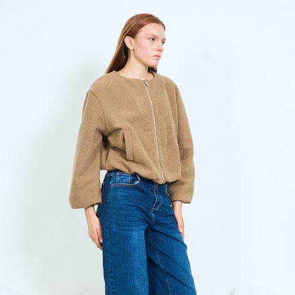 Textured zip-up bomber jacket wholesale