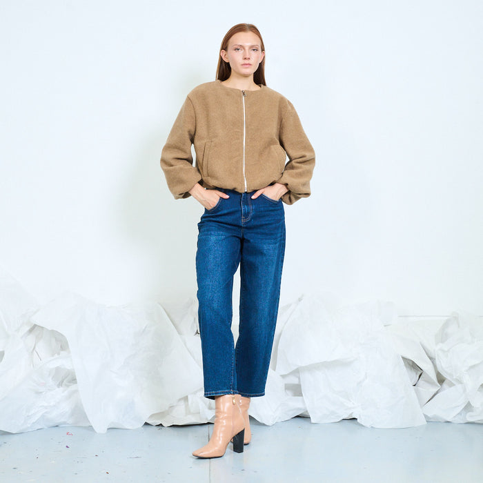Textured zip-up bomber jacket wholesale