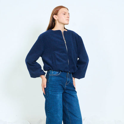 Textured zip-up bomber jacket wholesale