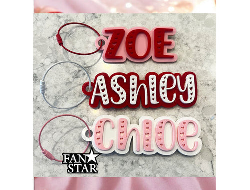 Valentine's Day Heart Name Key Chain, Bag Tag